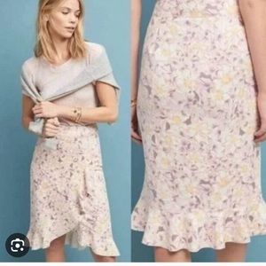 Anthropologie Skye Ruffled Floral Skirt Size 16